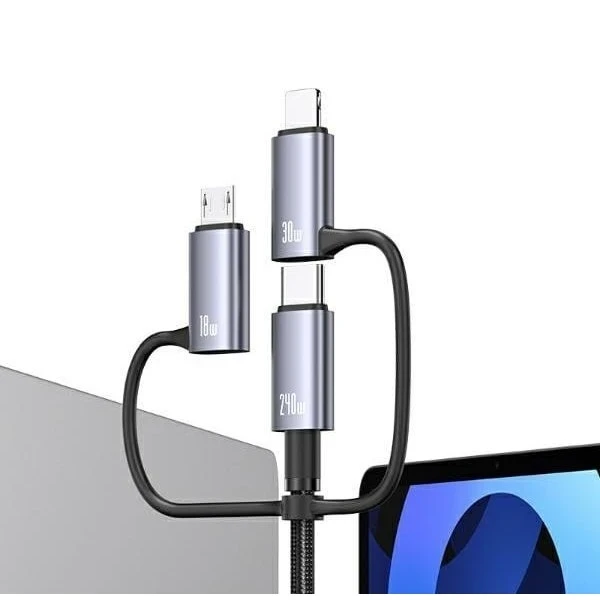 کابل تبدیل USB / USB-C به USB-C / microUSB / لایتنینگ یوسمز مدل Usams Sufeng Series SJ737 6in1 طول 1.2 متر توان 240 وات