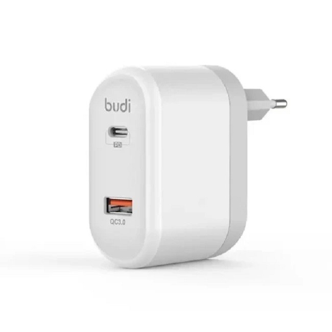شارژر دیواری بودی مدل Budi M8j328E با خروجی USB و USB-C و توان 18 وات