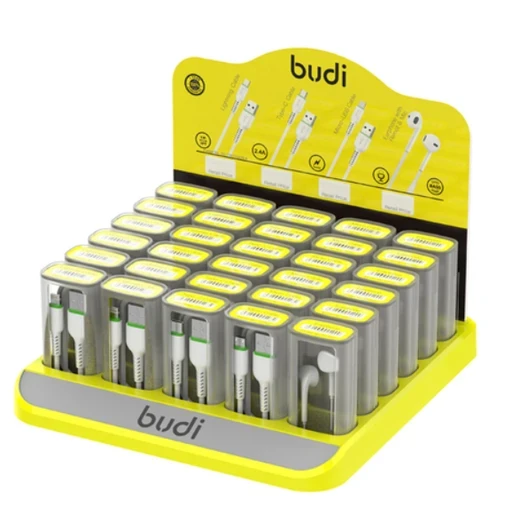 پک 30 عددی کابل شارژ USB به لایتنینگ/USB-C/MicroUSB و هندزفری بودی مدل Budi DC701