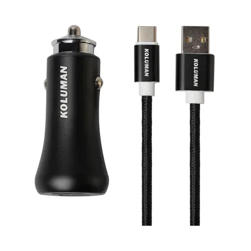 شارژر فندکی کلومن مدل Koluman KC-C02 با دو خروجی USB و توان 20 وات به همراه کابل USB-C