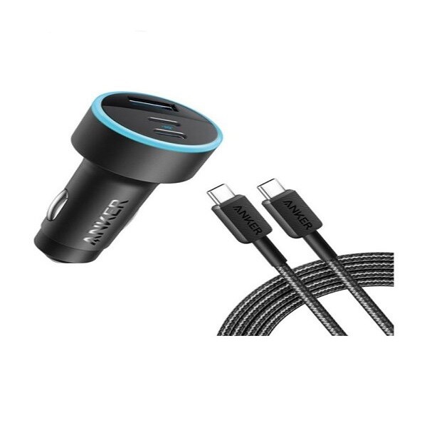 شارژر فندکی انکر 67W مدل Anker USB-C 335 Car Charger 67W Compact 3-Port B2736 به همراه کابل USB-C
