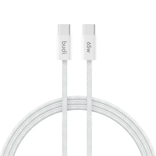 کابل کنفی تبدیل ‌USB-C به ‌USB-C بودی مدل Budi DC252TT10W توان 65 وات طول 1 متر