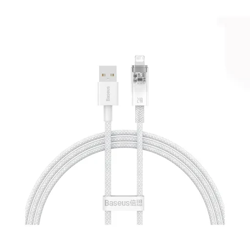 کابل شارژ USB به لایتنینگ باسئوس مدل Baseus Explorer Series Fast Charging Cable With Smart Temperature Control 2.4A طول 2 متر