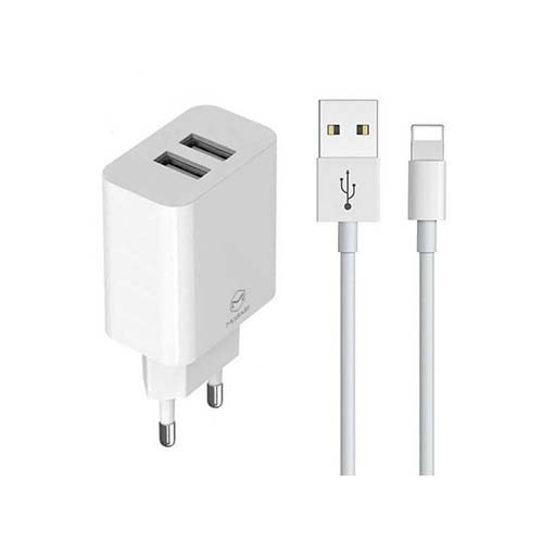 شارژر دیواری دو پورت مک دودو CH-6720 به همراه کابل تبدیل USB به lightening