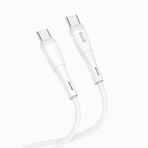 کابل شارژ سیلیکونی USB-C به USB-C بودی مدل Budi DC237TT12W توان 65 وات طول 1.2 متر