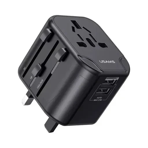 شارژر دیواری یوسمز مدل Usams US-CC173 با دو خروجی USB و توان 12 وات