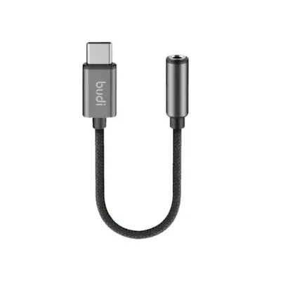 کابل تبدیل USB-C به جک ۳.۵ میلی متری بودی مدل Budi DC105B طول 0.11 متر