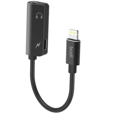 کابل تبدیل لایتنینگ به جک 3.5 میلی متری بودی مدل Budi DC137B طول 0.12 متر