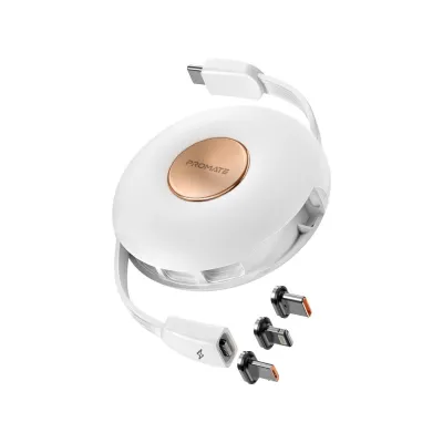 کابل تبدیل مغناطیسی پرومیت USB-C به USB-C ،microUSB و لایتنینگ QUIVER.WHITE طول یک متری