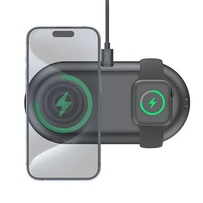 شارژر بی سیم بودی 15 وات سه کاره مدل Budi WL566B