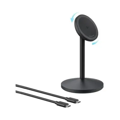 شارژر بی سیم 15 وات انکر مدل MagGo Wireless Charger Stand Qi2 A25X1 به همراه کابل USB-C