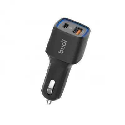 شارژر فندکی بودی مدل Budi CC065TB38 با خروجی USB و USB-C با توان 20 وات