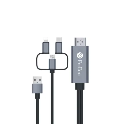 کابل تبدیل HDMI به USB-C/microUSB/ لایتنینگ پرووان مدل ProOne PCH70 طول 1.8متر