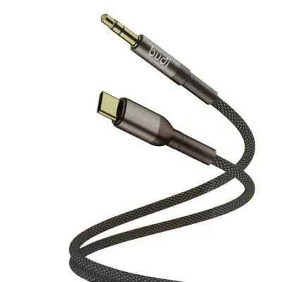 کابل تبدیل کنفی AUX به USB-C بودی مدل Budi DC131TX12A طول 1.2 متر