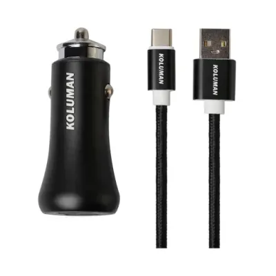 شارژر فندکی کلومن مدل Koluman KC-C02 با دو خروجی USB و توان 20 وات به همراه کابل USB-C