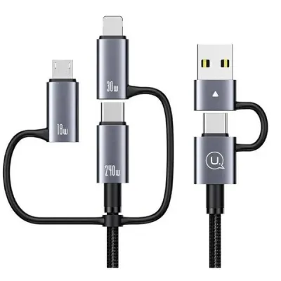 کابل تبدیل USB / USB-C به USB-C / microUSB / لایتنینگ یوسمز مدل Usams Sufeng Series SJ737 6in1 طول 1.2 متر توان 240 وات