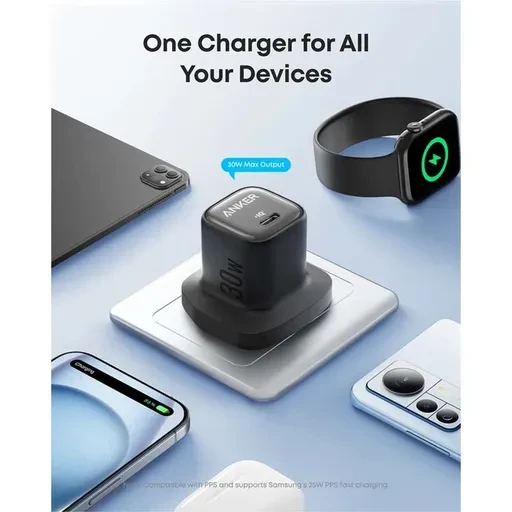 شارژر دیواری انکر A2698K11 Zolo Charger توان 30 وات سه پین