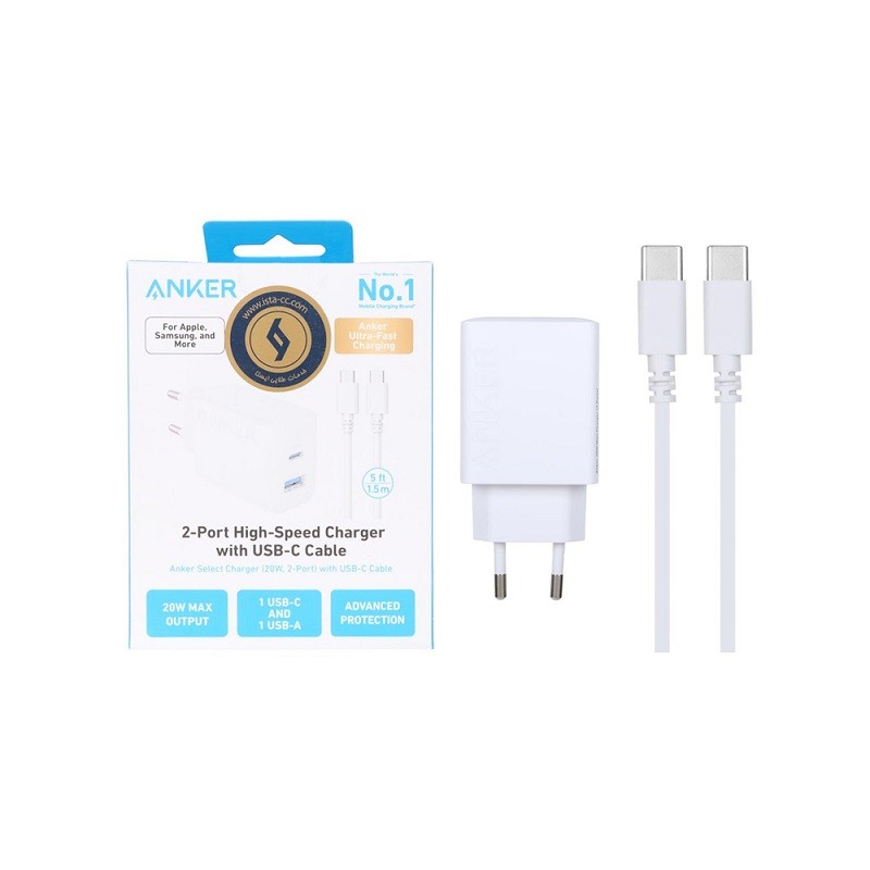 شارژر دیواری انکر B2348K21 توان 20 وات به همراه کابل USB-C