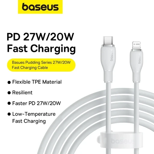 کابل تبدیل Type-C به لایتنینگ باسئوس مدل Baseus Pudding Series Fast Charging Cable 20W طول 2 متر