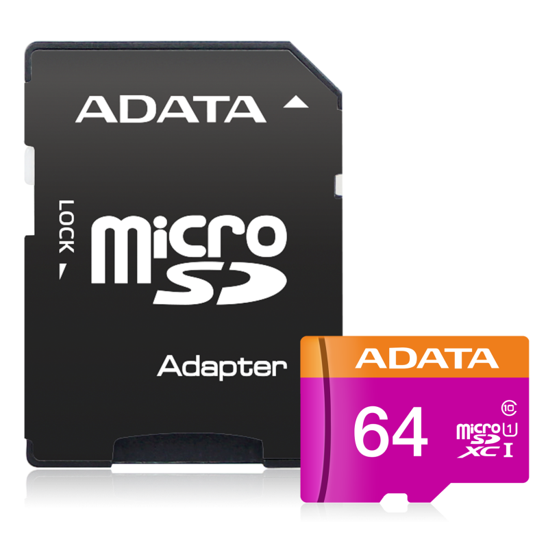 کارت حافظه microSDXC ای دیتا V10 R80W25 کلاس 10 استاندارد UHS-I U1 ظرفیت 64 گیگابایت به همراه آداپتور SD