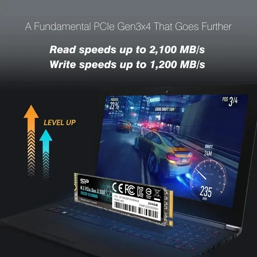 حافظه اس اس دی اینترنال سیلیکون پاور مدل A60 ظرفیت 256 گیگابایت رابط NVMe فرم فکتور M.2
