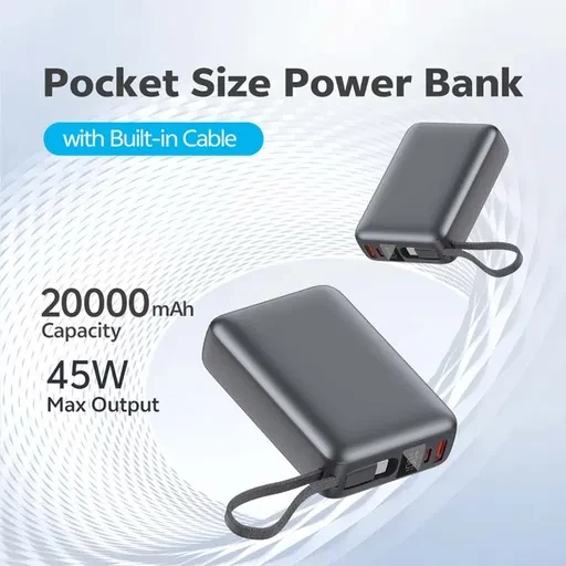 پاوربانک کیو سی وای 45 وات مدل PB20A ظرفیت 20000 میلی آمپر