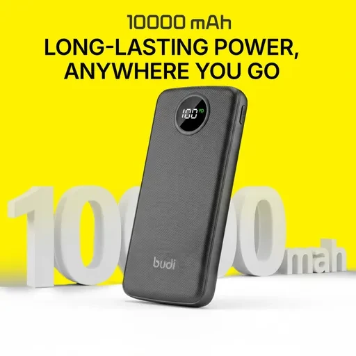 پاوربانک بودی مدل Budi PB820B1 ظرفیت 10000 میلی آمپر ساعت و توان 22.5 وات