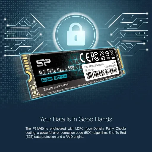 حافظه اس اس دی اینترنال سیلیکون پاور مدل A60 ظرفیت 1 ترابایت رابط NVMe فرم فکتور M.2