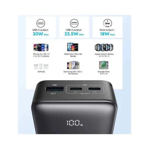 پاوربانک انکر Zolo A110J توان 30 وات و ظرفیت 10000 میلی‌ آمپر ساعت